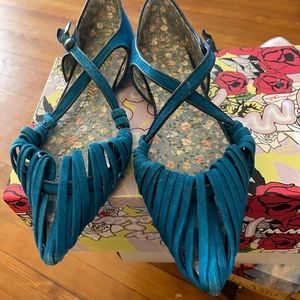 Irregular Choice Blue Suede Flats